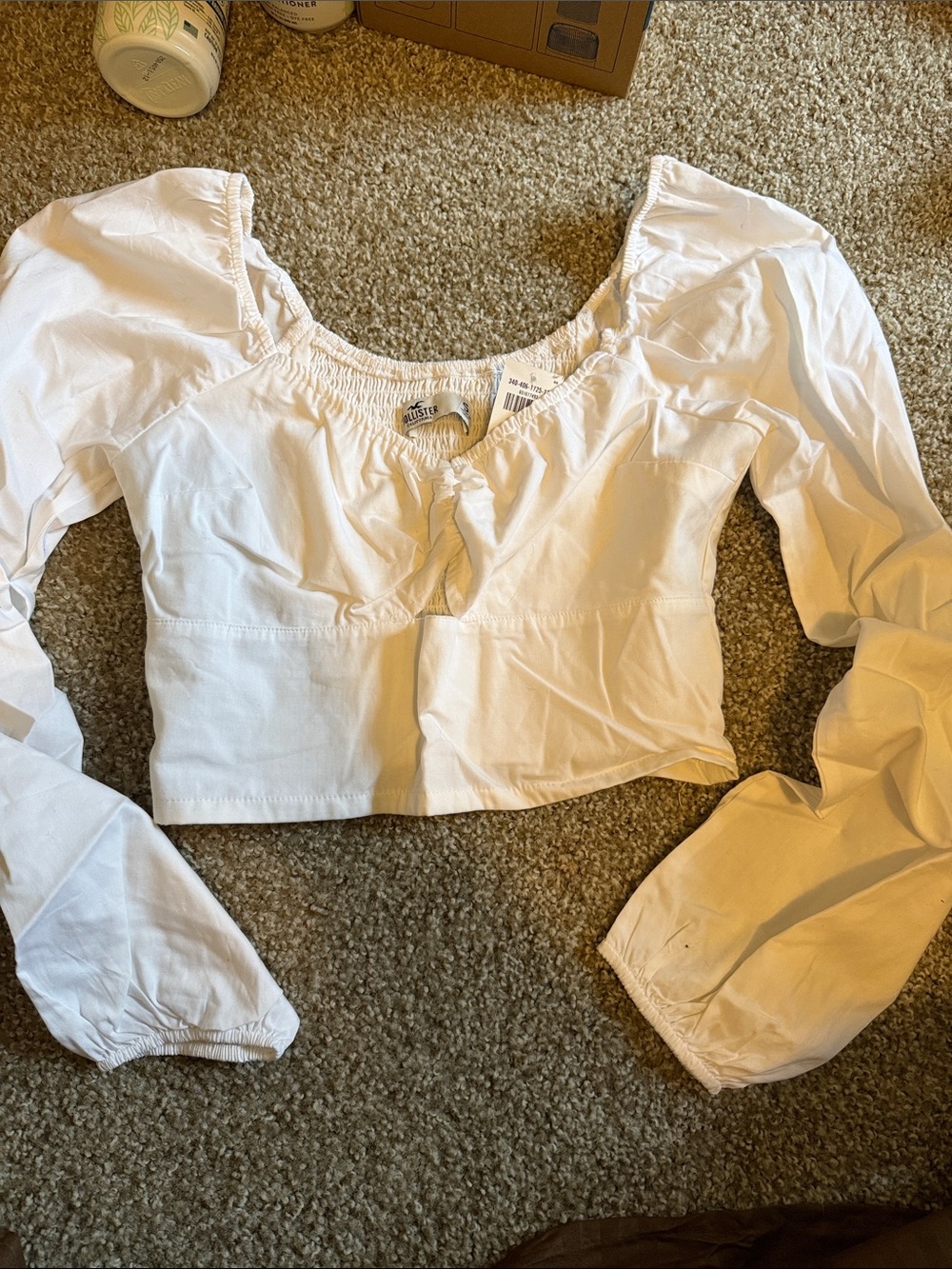 Hollister - White Top with Long Puff Sleeves